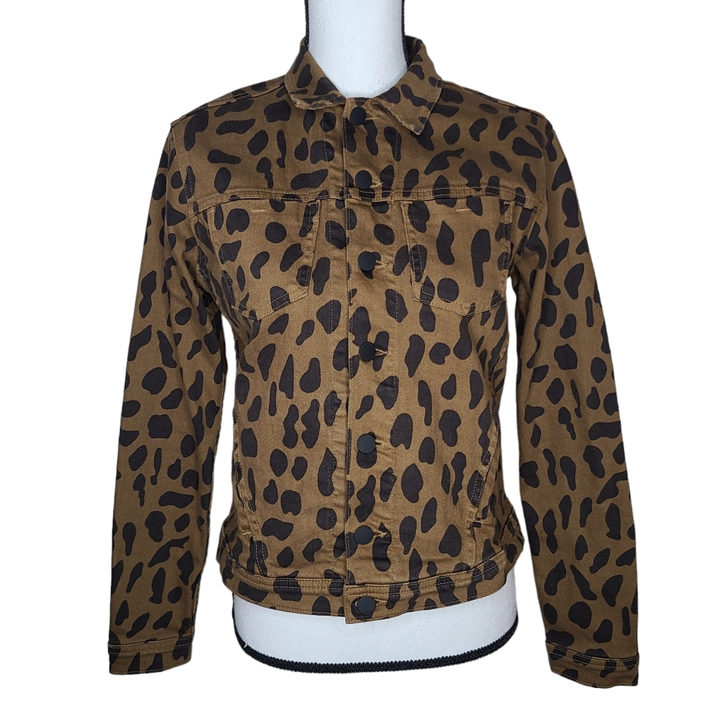 L'Agence Celine Cheetah Denim Jacket 1321SAK Medium